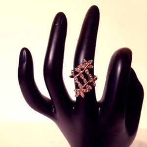 Swarovsky Crystal Dotted Crisscross Diagonal Ring